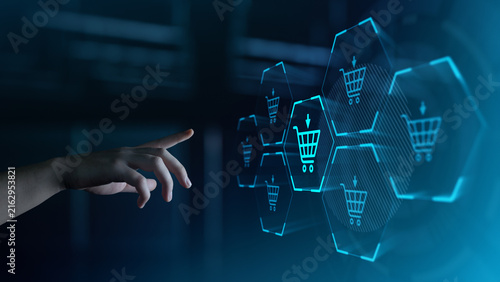 Ecommerce and Online Shopping Technology with Digital Cart Interface