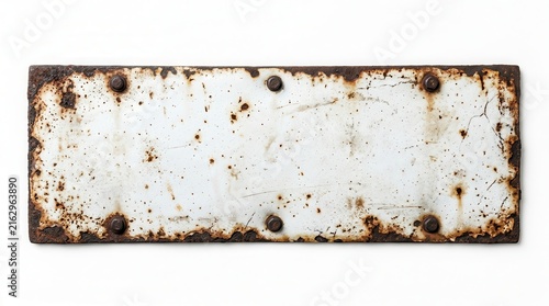Rusted signboard mockup with a distressed white enamel finish for design projects.