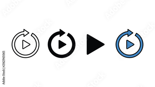 Konstfotografi Set of media player control icons featuring replay and play buttons
