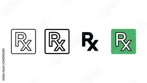 Bild auf Leinwand Set of medical pharmacy rx prescription icons for healthcare and clinical use