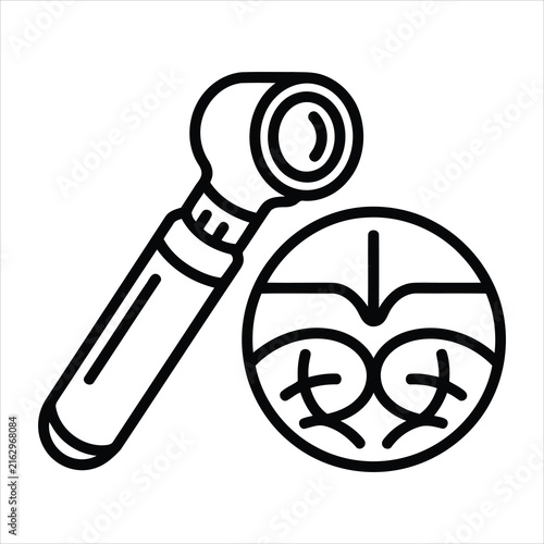 Medical otoscope instrument icon for ear examination and health diagnostics