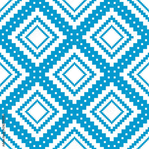 Elegant Blue Geometric Pattern for Fabric, Textile, Wallpaper and Decorative Background – Modern Seamless Abstract Geometric Design for Surface Pattern and Interior Decoration