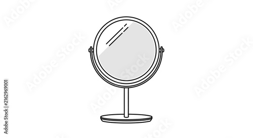 Circular vanity mirror stand outline illustration