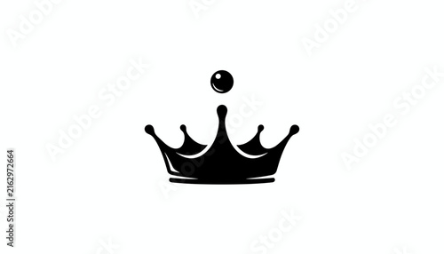 Beautiful elegant minimalist black crown emblem inspired by a splash of water droplet isolated on a white background.