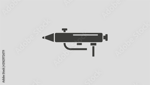 Professional dark gray minimalist airbrush spray gun icon representing painting, art, and professional bodywork tools.
