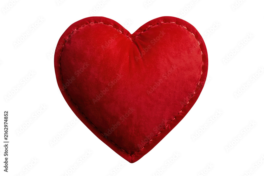 Fototapeta premium Soft Red Heart Shaped Fabric Cushion