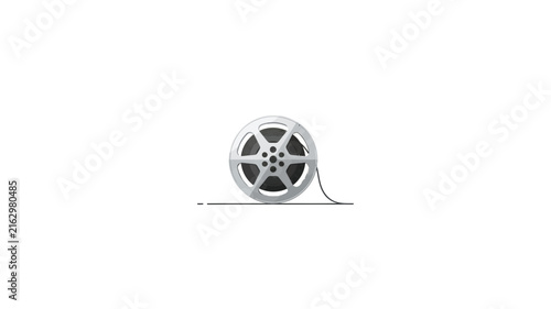 Minimalist Silver Film Reel Vector Illustration