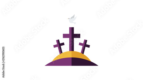 Three Crosses on Calvary with Holy Spirit Dove
