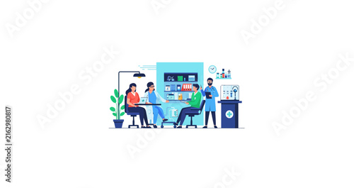 Medical Team Working in Modern Laboratory