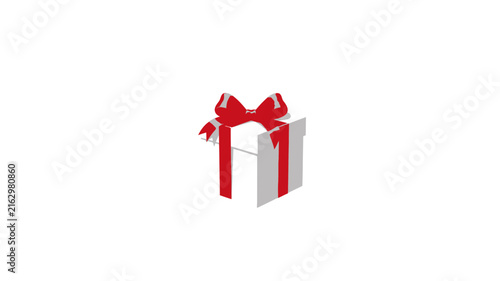 White Gift Box with Red Ribbon Bow