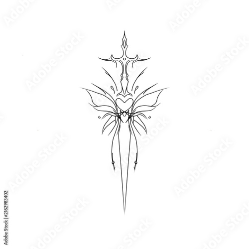 Cuadro en lienzo tradisional indonesian keris dagger line art - javanese weapon ornament