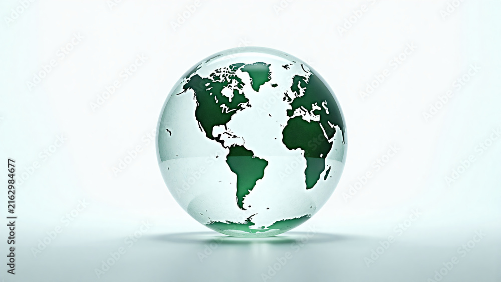 Fototapeta premium Rotating Glass Earth with Dynamic Reflections