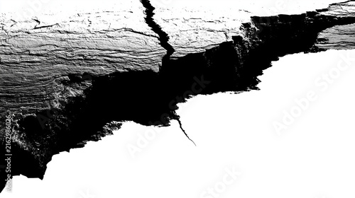 Fotografie Deep geological fissure with rough textured rock strata