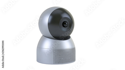 Картината върху платно Silver and black rotating security camera with speaker grille