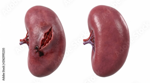 Healthy Spleen Compared with Splenic Rupture and Capsular Injury
