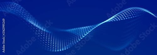 Digital landscape with dots and lines. Cyberspace grid. Background concept for your design. 3d