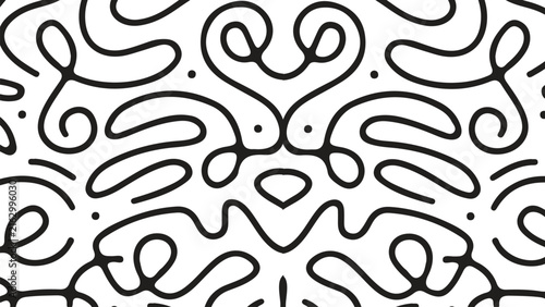 Intricate abstract line pattern with symmetrical doodle design.
