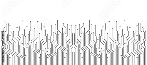 Quadro su tela Electronic circuit board pattern featuring intricate black lines and circular co