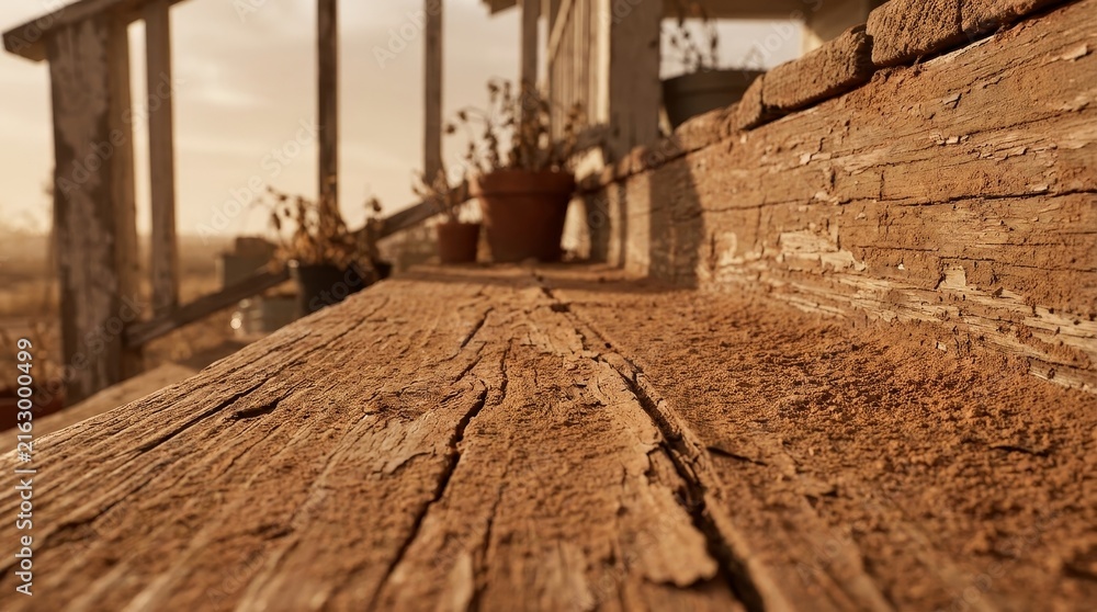 Fototapeta premium Close-up of a weathered, sandy wooden surface.