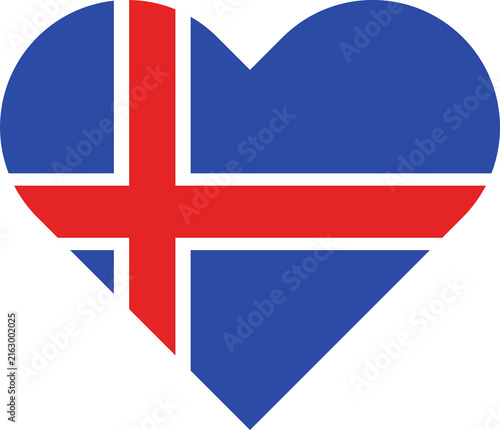 Fotografie Iceland flag in a heart shape isolated on white