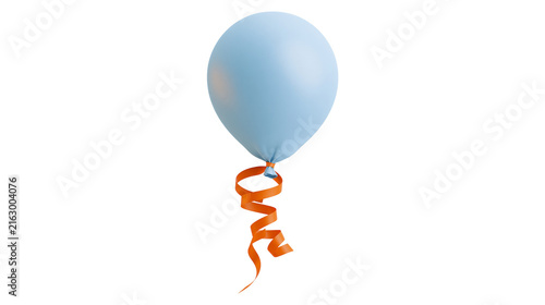 Light blue balloon with orange curly ribbon