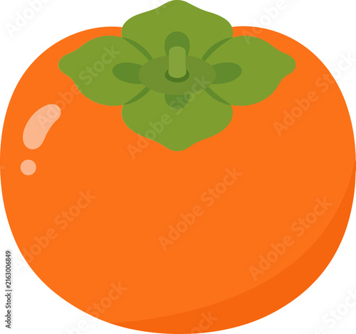 탐스럽고 주황색인 가을 단감 과일 일러스트 / 熟した 주황색 秋の柿の果物 イラスト / Sweet ripe orange persimmon autumn fruit illustration