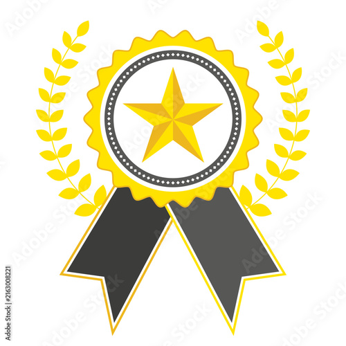 Illustration of an award medal with a coat of arms and a five-pointed star in the center on a white background