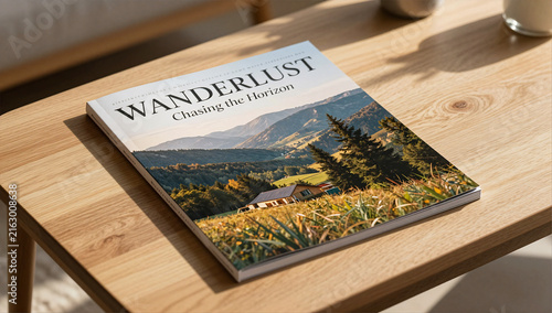 Travel Magazine Cover Mockup with Scenic Photo