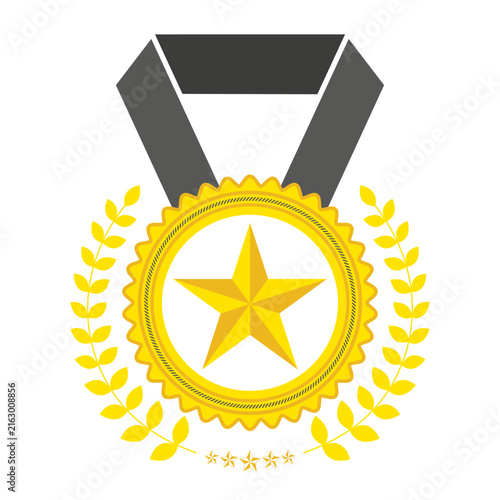 Illustration of an award medal with a coat of arms and a five-pointed star in the center on a white background