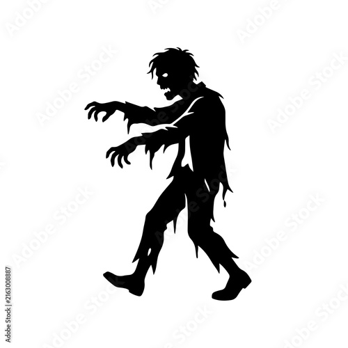 Scary Walking Zombie Silhouette Vector Illustration for Halloween
