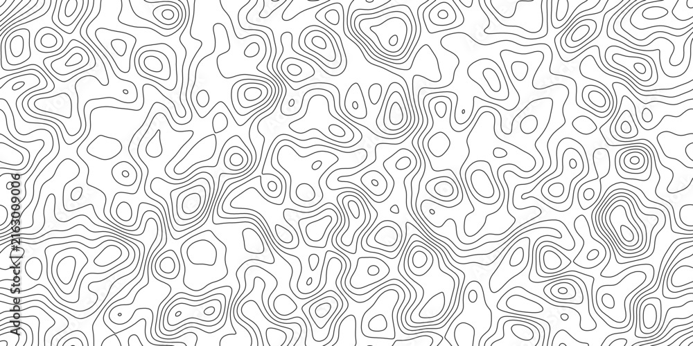 Naklejka premium Abstract minimal topographic contour line background, layered contour rings forming hills and valleys, for presentation, wallpaper and copy space.