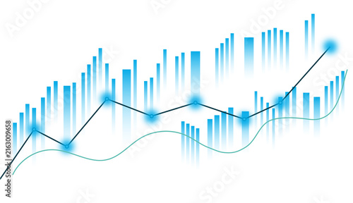 Abstract Investment Graph With Growing Blue Trend Line Growth Chart With Digital Financial Market Data Visualization