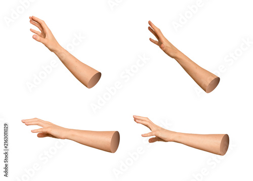 Fotografie Set of tanned arms reaching out sideways to grab or take unseen objects