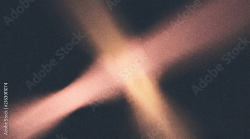 Abstract Intersecting Light Beams On Dark Grainy Texture Background