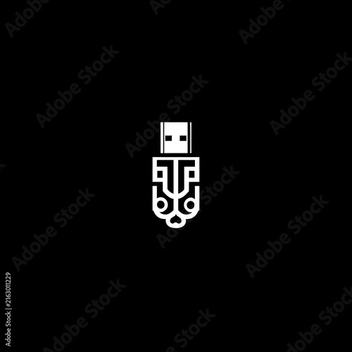 Modern Geometric USB Flash Drive Logo with Abstract Emblem Design
