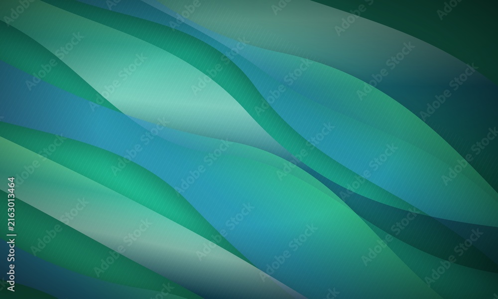 Obraz premium Abstract teal wave background, flowing green silk texture, elegant turquoise curves for corporate presentation backdrop