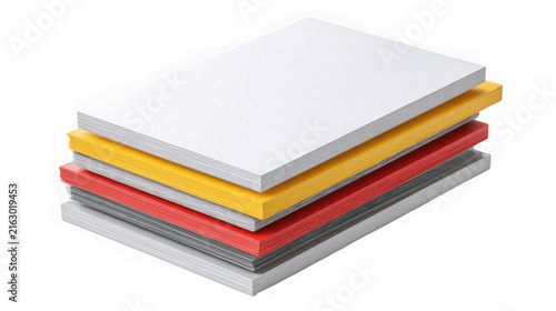Stack of colorful blank sticker sheets ready for custom printing and branding designs