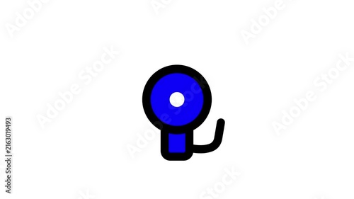 Fire alarm bell ringing with a smooth oscillating motion for emergency warning and safety notification on alpha channel