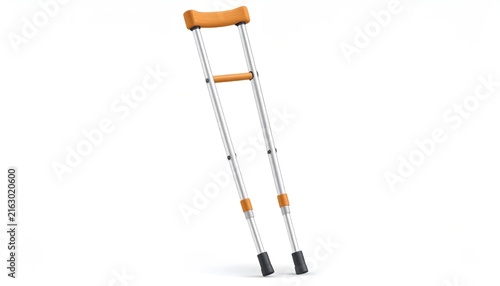 Perspective of two medical crutches.