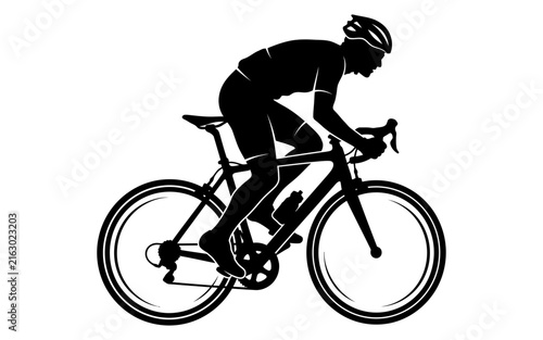 Cyclist riding road bike silhouette style Vector