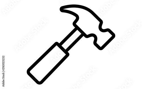 Simple hammer icon with black outline Vector