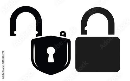 Two black padlocks with keyhole and hook design Vector