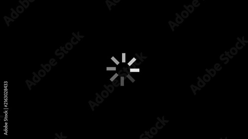 Minimalist loading spinner animation on black background, for web and, app ui progress, buffering