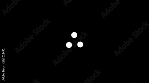 Minimalist loading spinner animation with rotating white dots on black background, progress waiting
