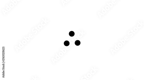 Minimalist loading spinner animation with three rotating dots on white background, progress indicator