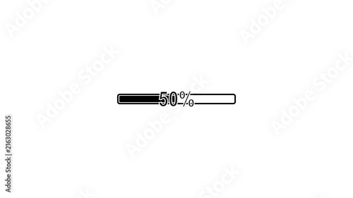 Minimalist loading bar progress indicator animation with percentage counter on white background