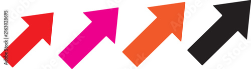 Set of four colorful flat design arrows pointing towards the upper right direction