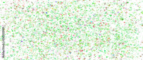 Abstract dark background filled with thousands of tiny colorful glowing hearts