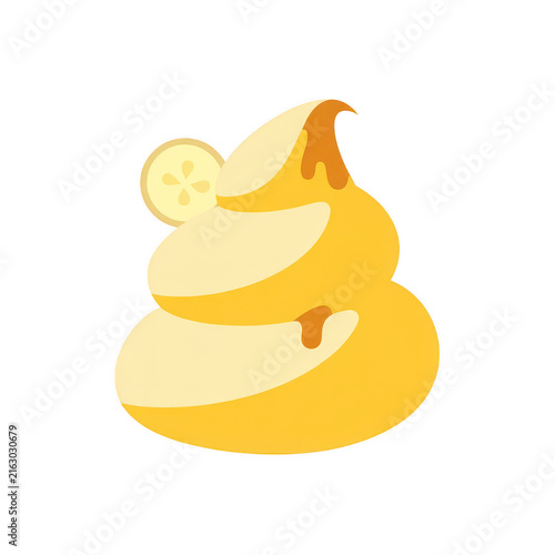 A swirl of yellow banana soft serve ice cream isolated on a transparent background