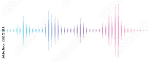 Colorful Sound Wave Audio Equalizer Bar Chart with Pink and Blue Gradient Flat Vector on White Background